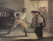 El Maragato points a gun on Friar Pedro, Francisco Goya